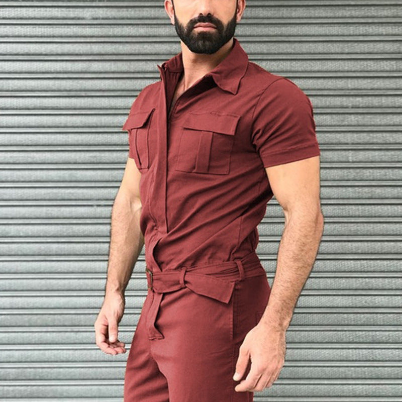 Classic Men's Short Sleeved Jumpsuit
