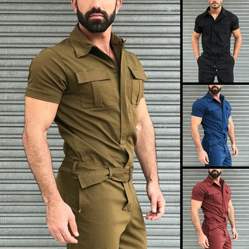 Classic Men's Short Sleeved Jumpsuit