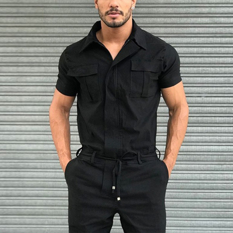 Classic Men's Short Sleeved Jumpsuit