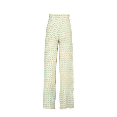 Light Weight Cotton Knit Long Wide Trousers Green