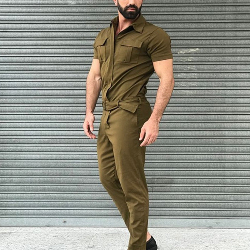 Classic Men's Short Sleeved Jumpsuit