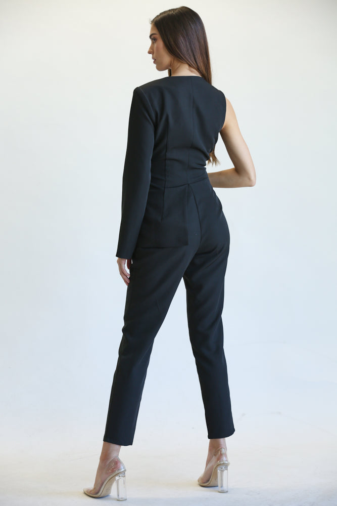 one shoulder jumpsuit