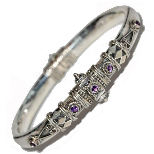 Unique Handmade Amethyst Hinged Bangle
