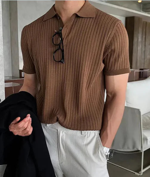 Ribbed  Polo Shirt