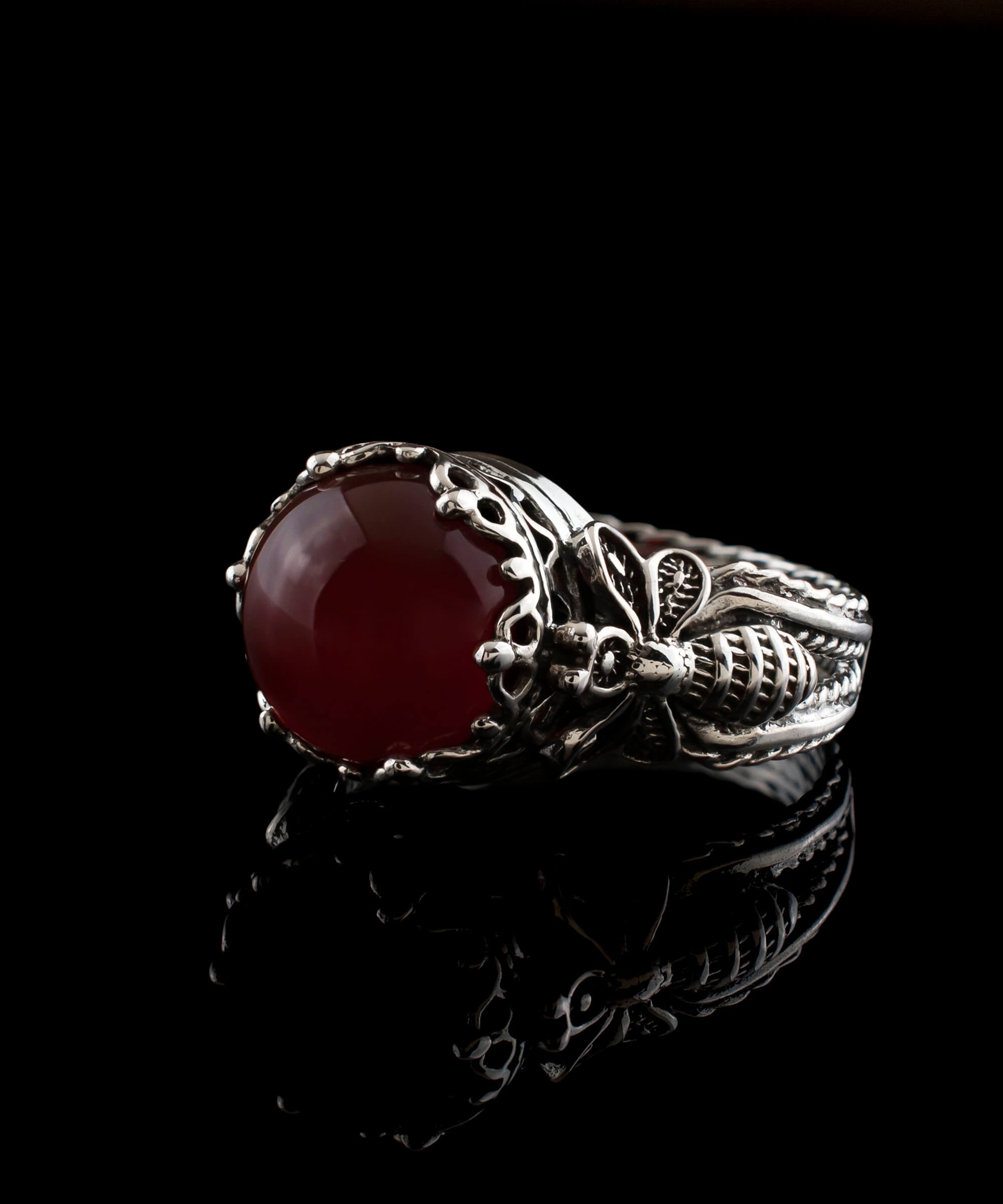 Carnelian bee ring