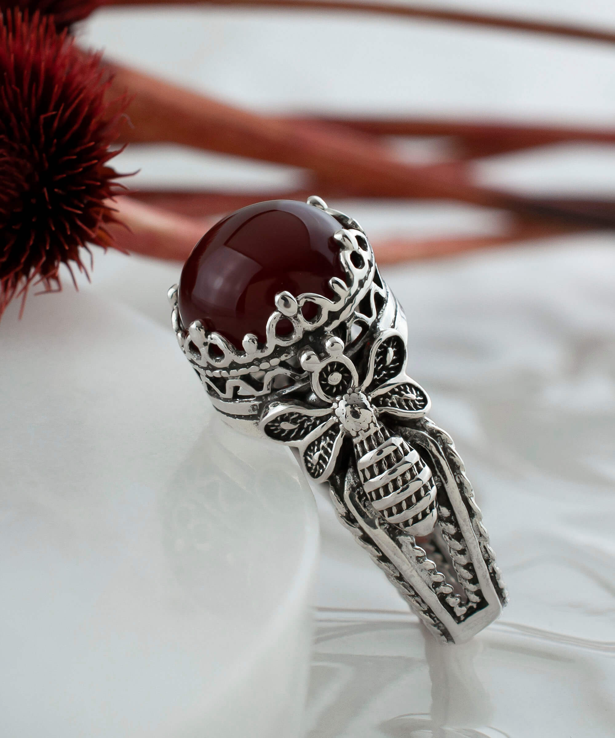 Carnelian bee ring
