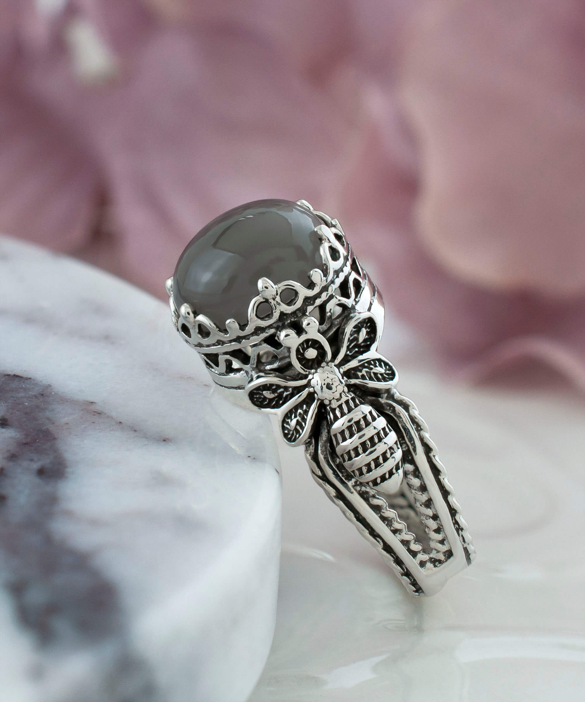 moonstone bee ring
