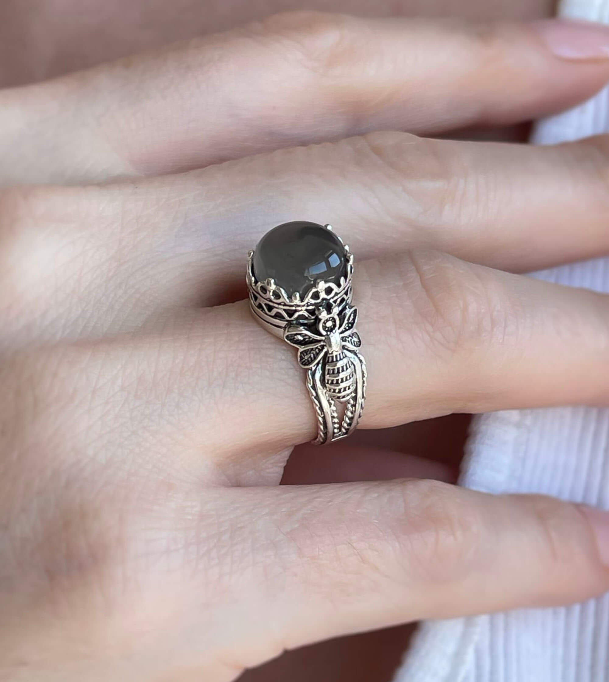 moonstone bee ring