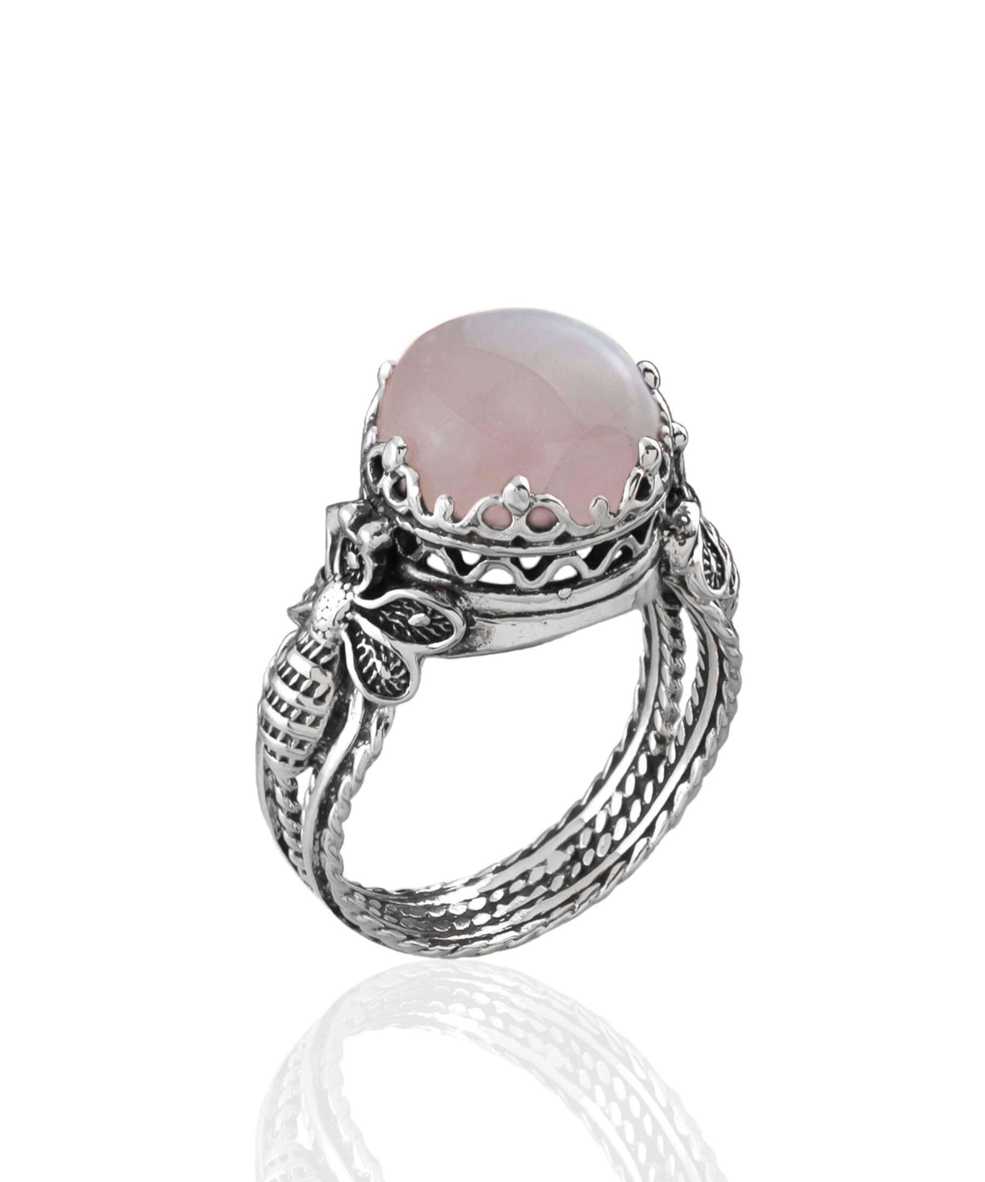Rose Quartz bee ring