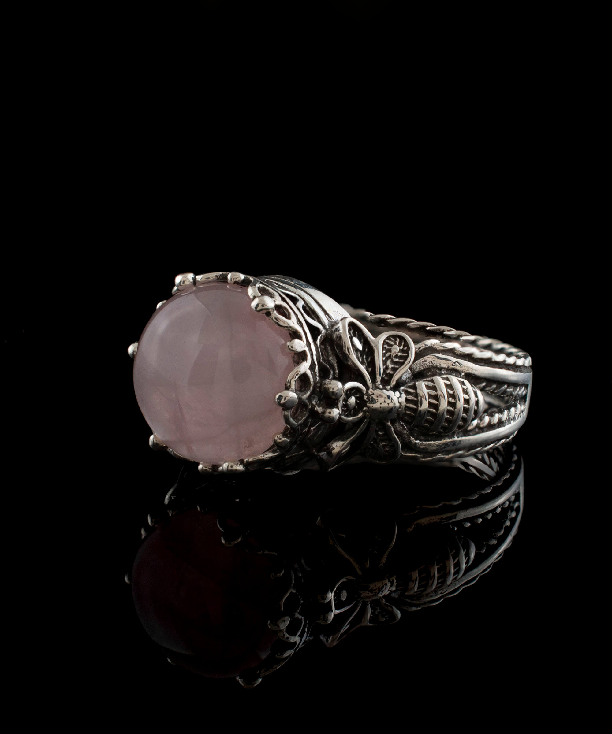 Rose Quartz bee ring