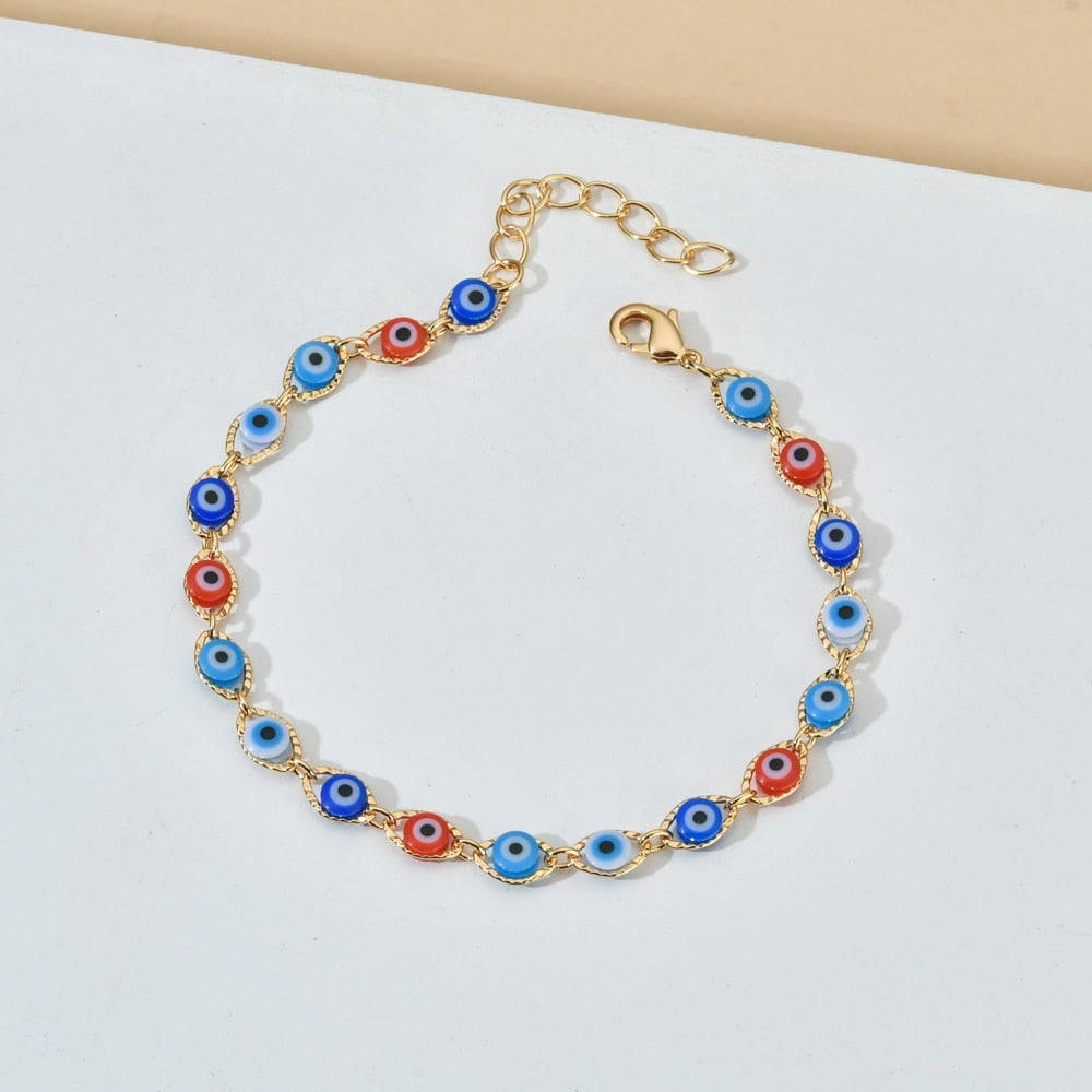 18K Gold Evil Eye Anklet
