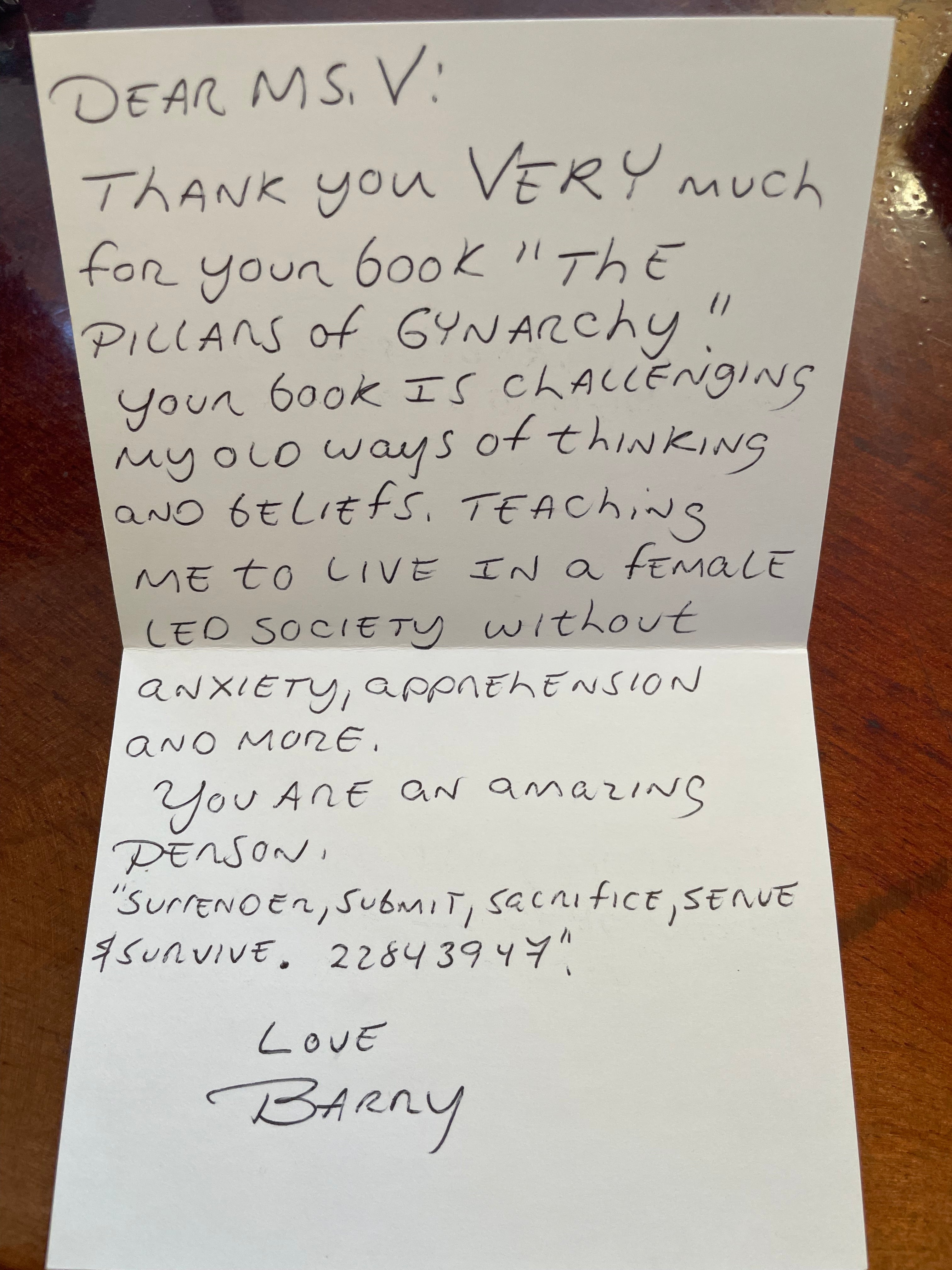 The Pillars of Gynarchy, by Viola Voltairine (signed)