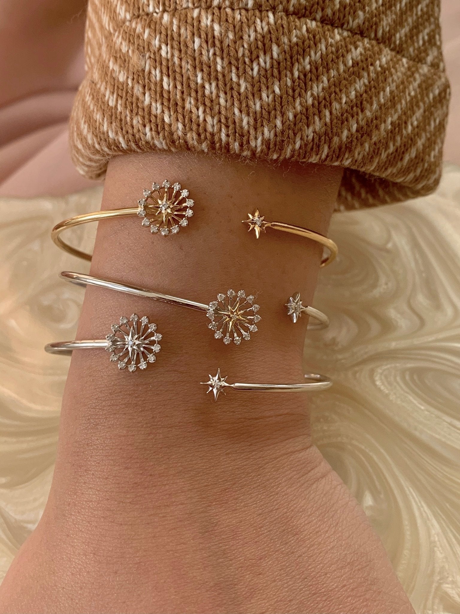 Starburst diamond cuff