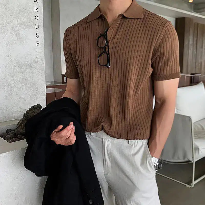 Ribbed  Polo Shirt