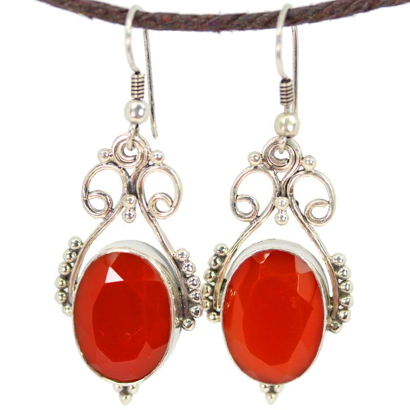 Open Work Carnelian Queenly Earrings