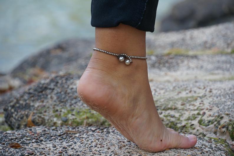 Silver Bell Boho Anklet