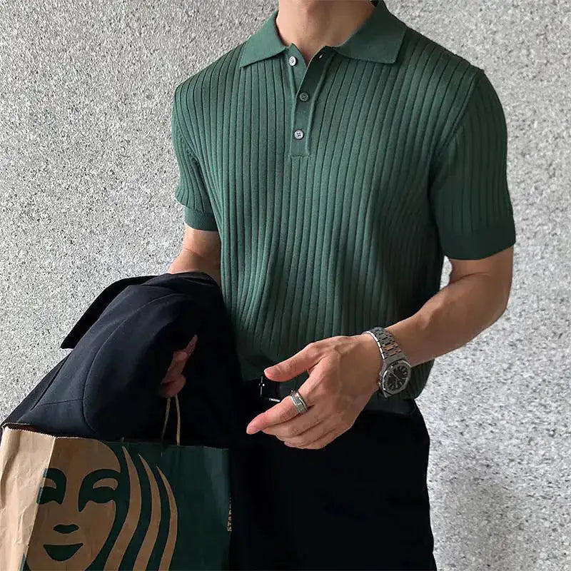 Ribbed  Polo Shirt