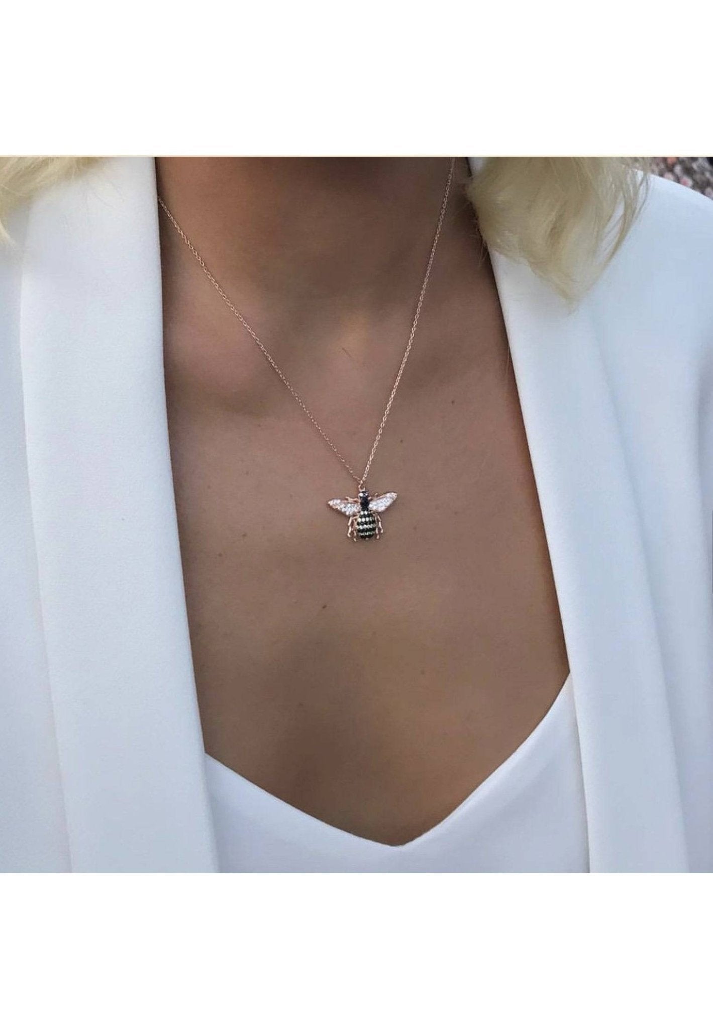 rose gold bee necklace