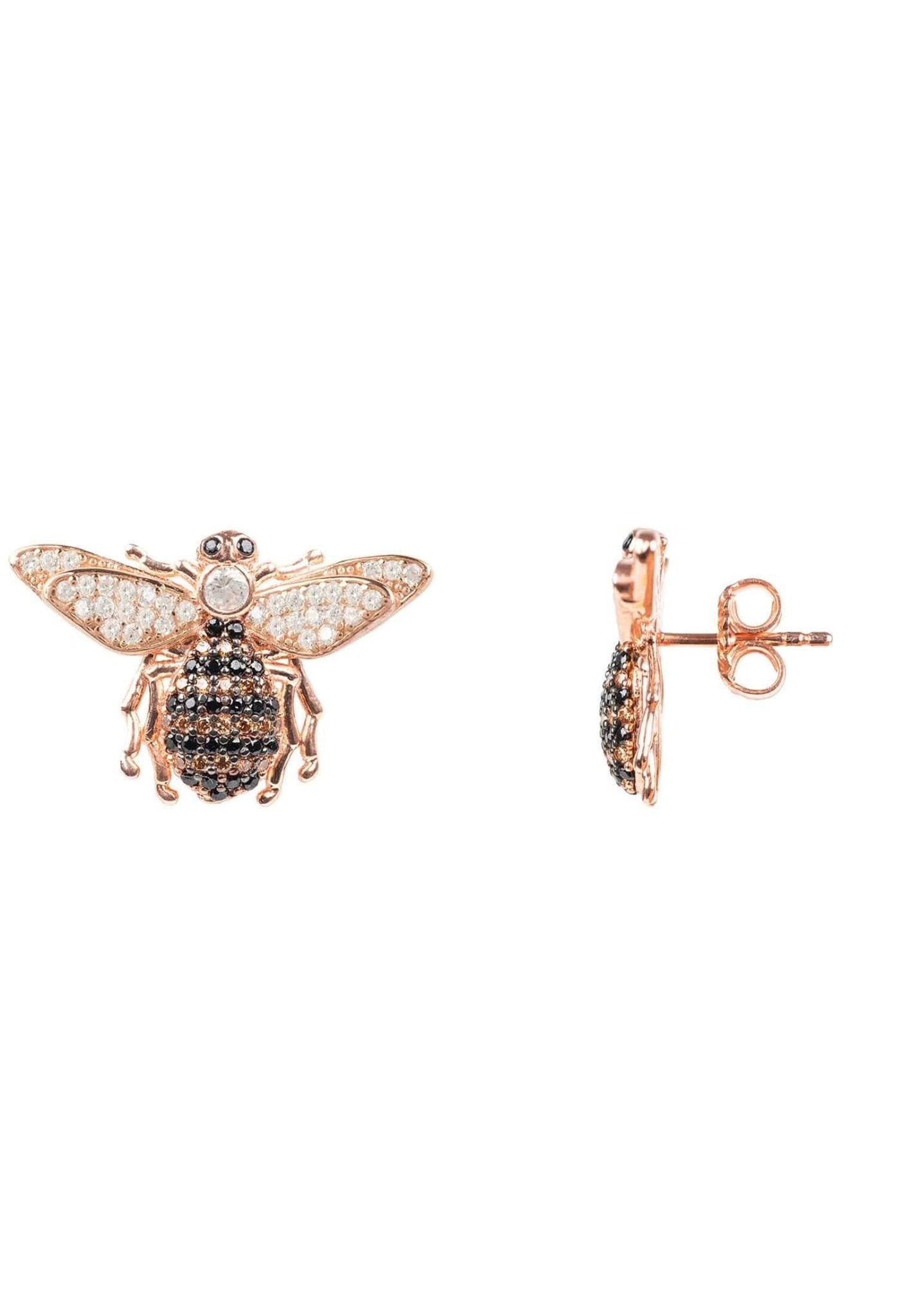 rose gold bee earrings