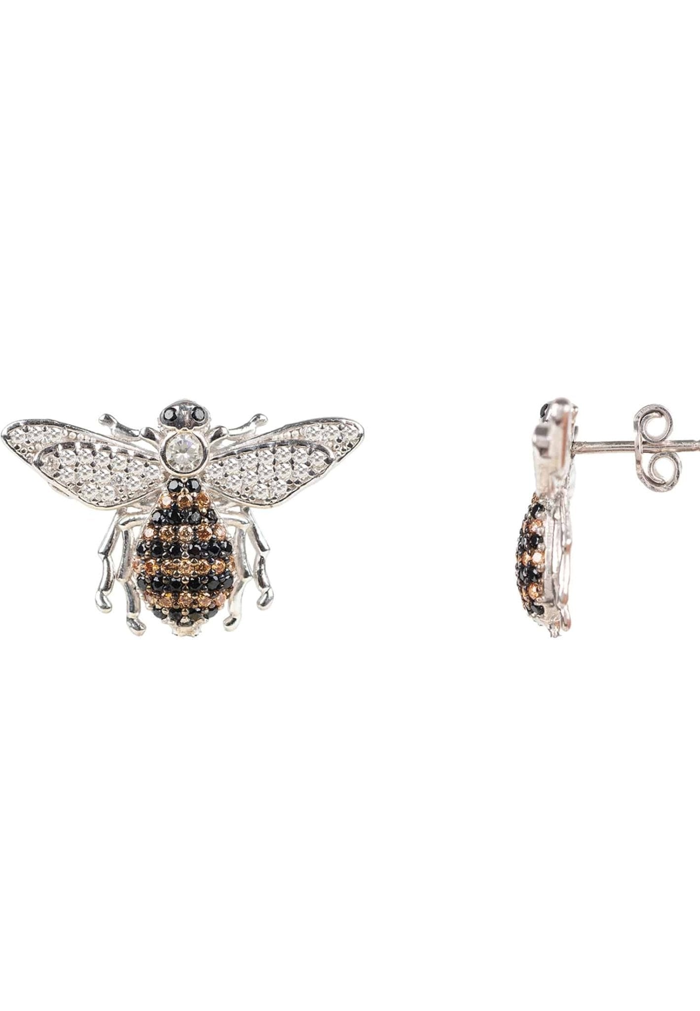 silver bee earrings