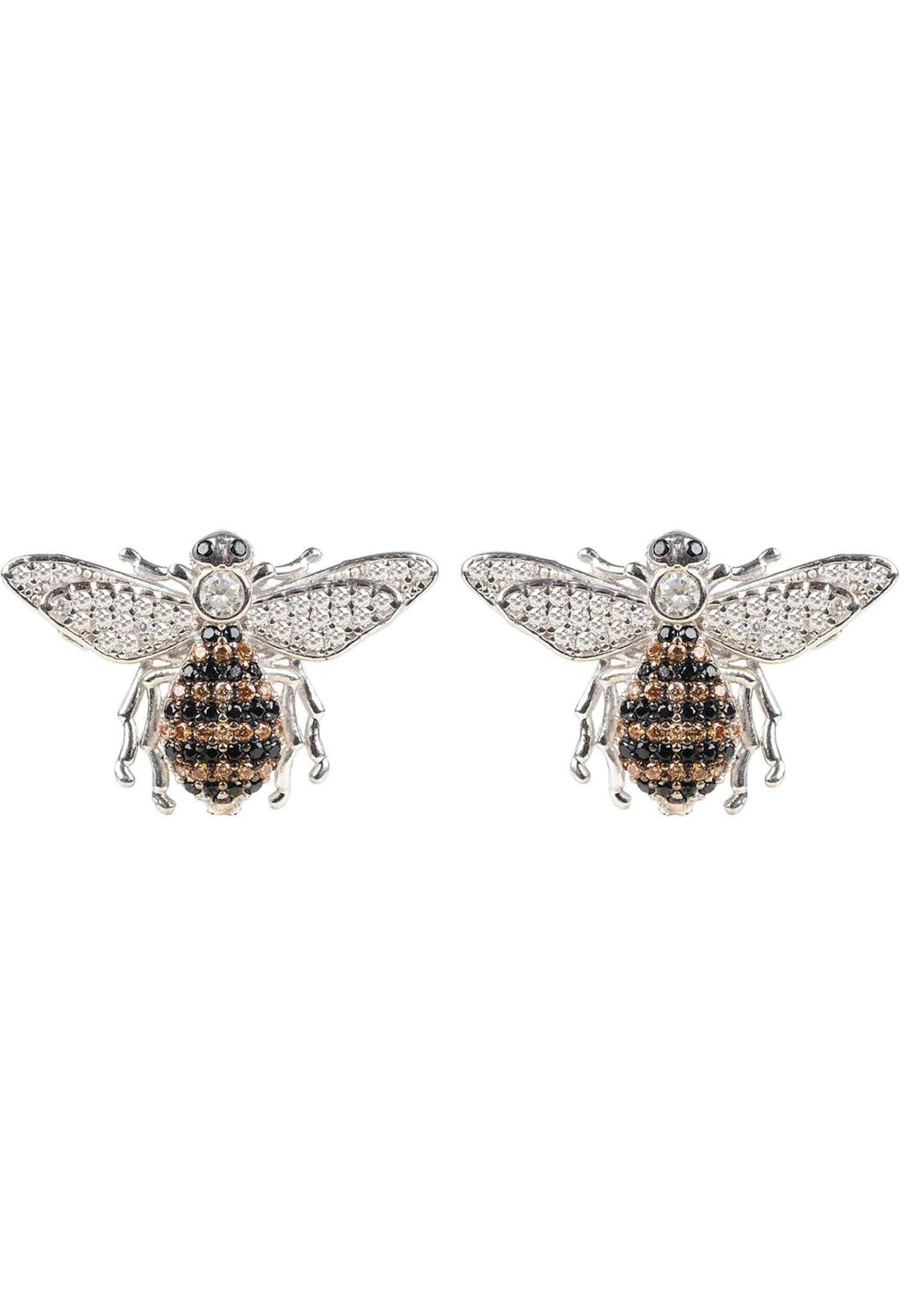 silver bee earrings