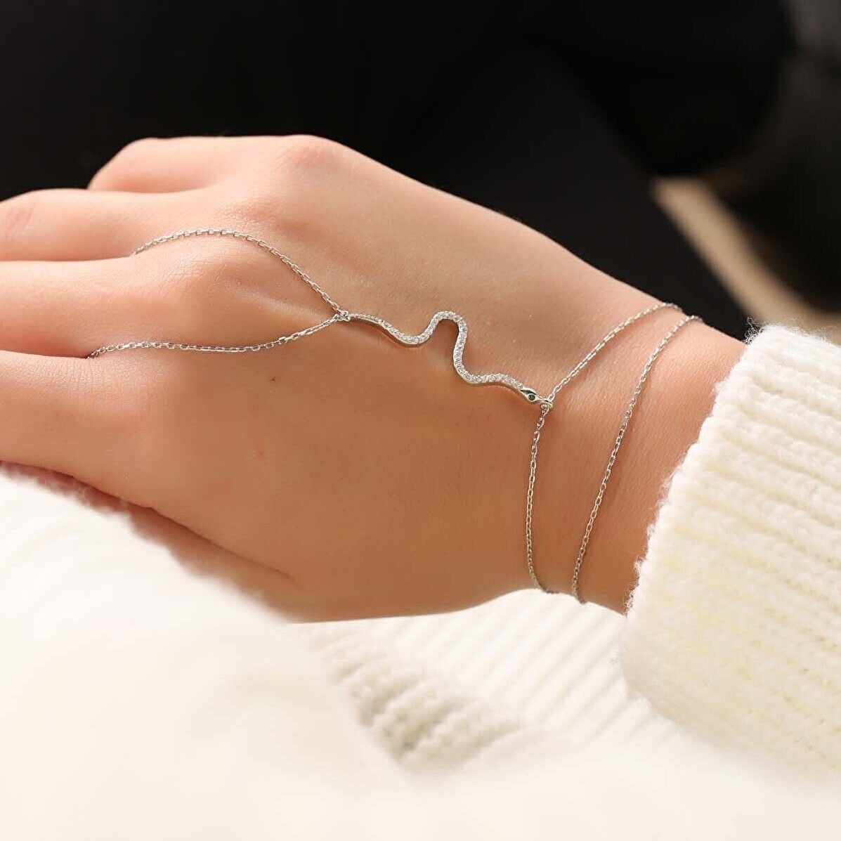 Silver Goddess Snake Bracelet