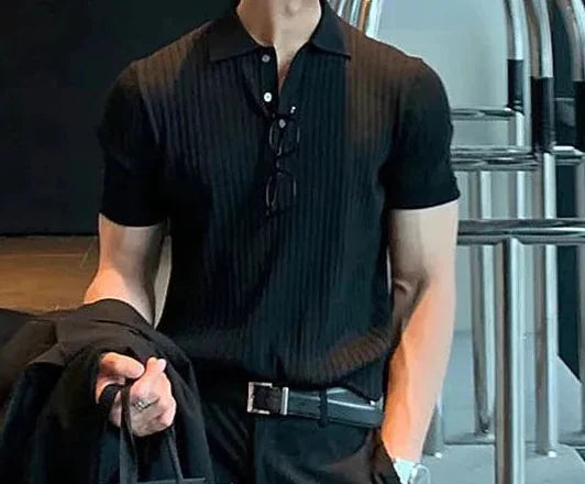 Ribbed  Polo Shirt