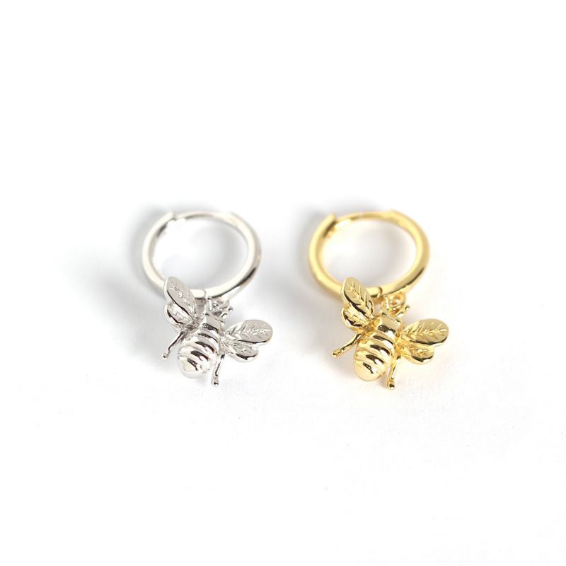 Honey Bee 925 Sterling Silver Hoop Earrings