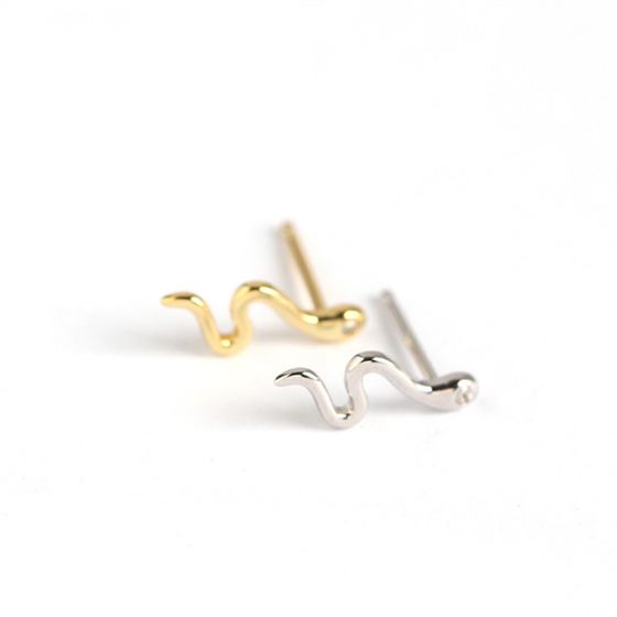 Little Sterling Silver/18K Gold Snake Earrings