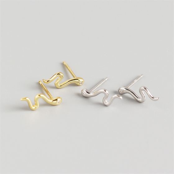 Little Sterling Silver/18K Gold Snake Earrings