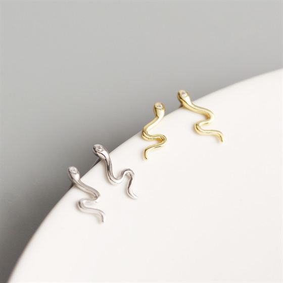 Little Sterling Silver/18K Gold Snake Earrings