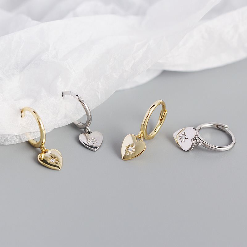 CZ Ishtar Star in My Heart 925 Sterling Silver/18K Gold Earrings